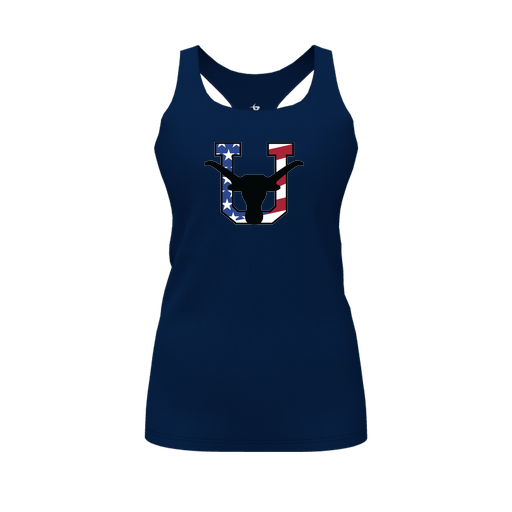 [FT0TRBNV-FYS-LOGO1] Decker Racerback Tank Top (Female Youth S, Navy, Logo 1)