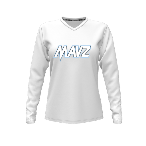[CUS-DFW-TEES-CMF-VNK-LSL-WHT-FYXS-LOGO2] Decker Comfort T-Shirt (Female Youth XS, White, V Neck, Logo 2, Long Sleeve)