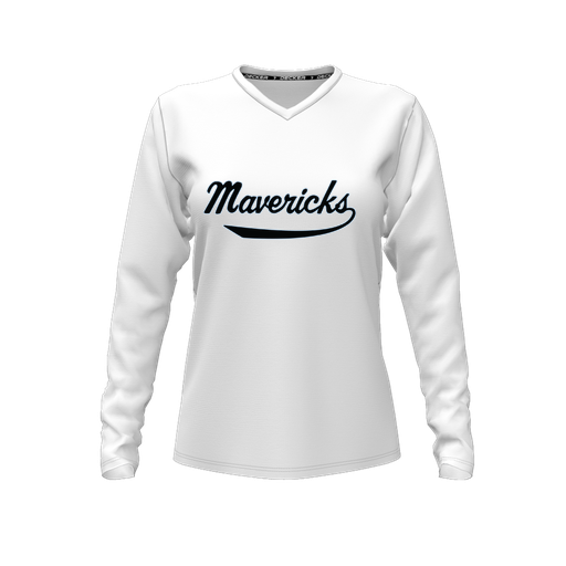 [CUS-DFW-TEES-CMF-VNK-LSL-WHT-FYXS-LOGO3] Decker Comfort T-Shirt (Female Youth XS, White, V Neck, Logo 3, Long Sleeve)