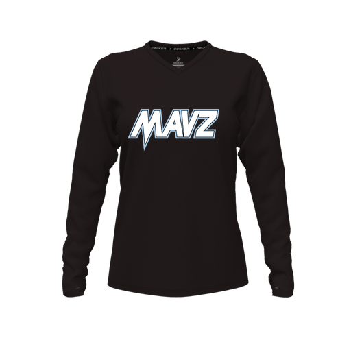 [CUS-DFW-TEES-CMF-VNK-LSL-BLK-FYXS-LOGO2] Decker Comfort T-Shirt (Female Youth XS, Black, V Neck, Logo 2, Long Sleeve)