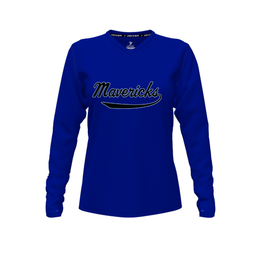 [CUS-DFW-TEES-CMF-VNK-LSL-RYL-FYXS-LOGO3] Decker Comfort T-Shirt (Female Youth XS, Royal, V Neck, Logo 3, Long Sleeve)