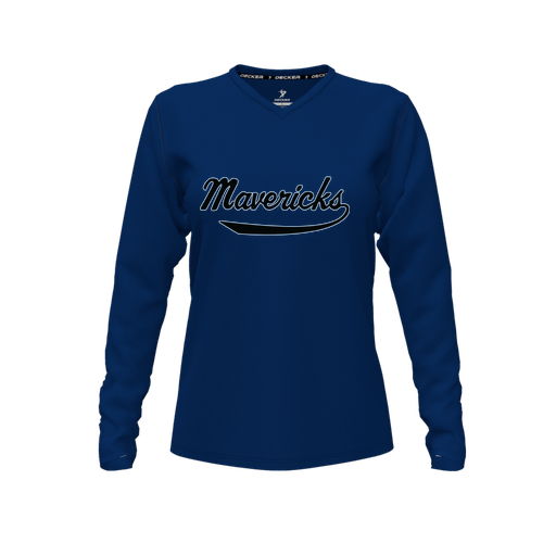 [FTLVPTNV-FYXS-LOGO3] Decker Performance T-Shirt (Female Youth XS, Navy, V Neck, Logo 3, Long Sleeve)