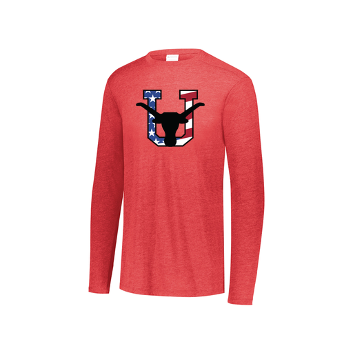 [FTLCUBRD-YS-LOGO1] Decker Youth Tri-Blend T-Shirt - Long Sleeve (Youth S, Red, Logo 1)