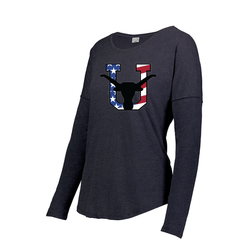 [FTLCUBNV-FAXS-LOGO1] Decker Women's Tri-Blend T-Shirt - Long Sleeve (Female Adult XS, Navy, Logo 1)